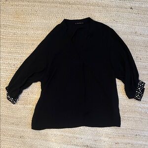 Zara Black Blouse with Embellished Cuffs